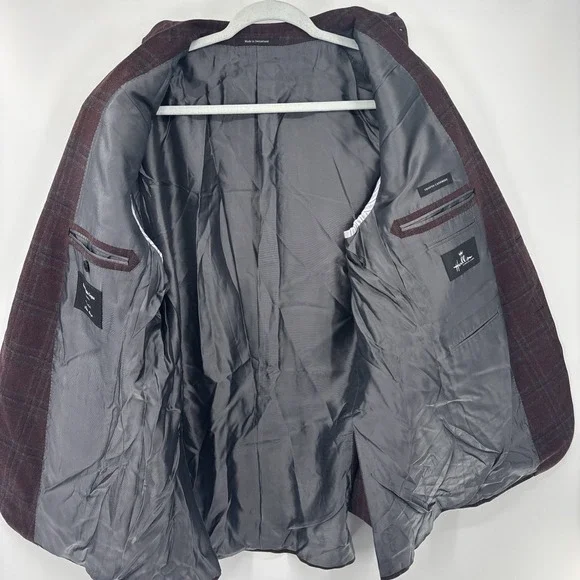 Ermenegildo Zegna Mila Blazer Mens EUR 54L US 44 L Red Plaid Wool Cashmere - Picture 6 of 14